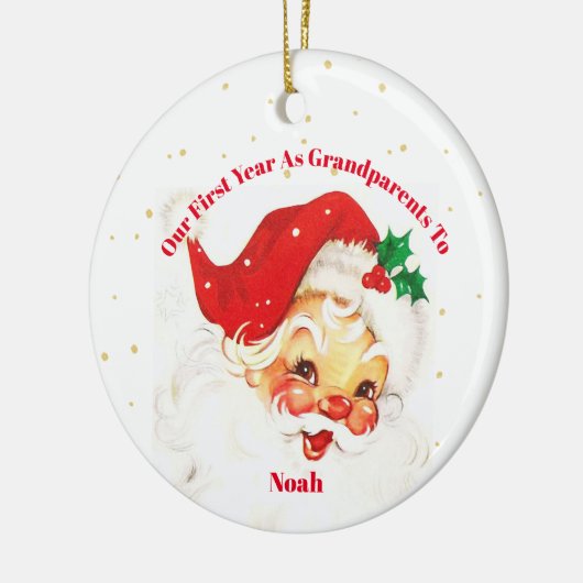 祖父母初めてのクリスマスフォトサンメリータ セラミックオーナメント (左)