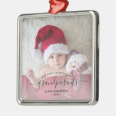 祖父母初めてのクリスマスフォトブラックスクリプト メタルオーナメント (左)