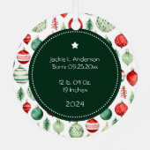 祖父母初めてのクリスマスフォトホリデーパターン メタルオーナメント (裏面)