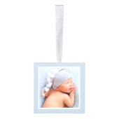 祖父母初めてのクリスマスブルートラック写真 キューブオーナメント (右)