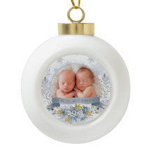 祖父母初めてのクリスマスブルー金ゴールドフローラ写真