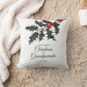 祖父母初めてのクリスマスホリー クッション (ブランケット)