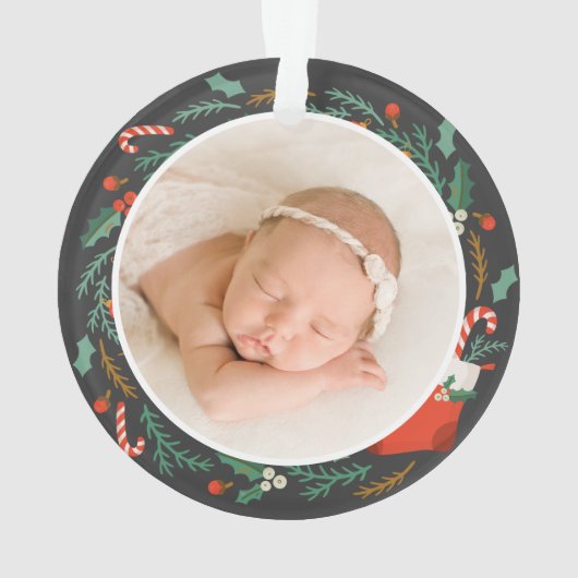 祖父母初めてのクリスマスリースフェスティバル写真 オーナメント (裏面)