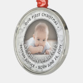 祖父母初めてのクリスマスワンフォトマフェイクーブル メタルオーナメント (左)