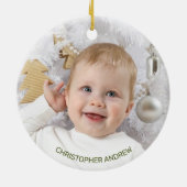 祖父母初めてのクリスマスヴィンテージレッドトラック セラミックオーナメント (裏面)