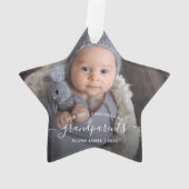 祖父母初めてのクリスマス写真白 オーナメント (裏面)