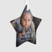 祖父母初めてのクリスマス写真白 オーナメント (正面)