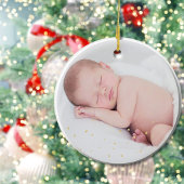 祖父母初めてのクリスマス写真金ゴールドSanta セラミックオーナメント