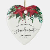 祖父母初めてのクリスマス写真Poinsettia セラミックオーナメント (右)