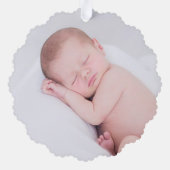 祖父母初めてのクリスマス写真Santa オーナメントカード (裏面)