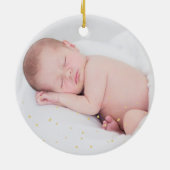 祖父母初めてのクリスマス写真Santa セラミックオーナメント (裏面)