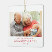 祖父母初めてのクリスマス新生児写真 セラミックオーナメント (左)