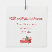 祖父母初めてのクリスマス新生児写真 セラミックオーナメント (裏面)