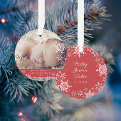 祖父母初めてのクリスマス雪片ベビー写真 オーナメント