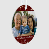 祖父母初めてのクリスマス2枚の写真スター オーナメント (正面)
