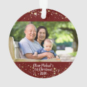 祖父母初めてのクリスマス2枚の写真スター オーナメント (裏面)