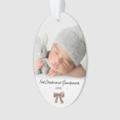 祖父母初めてのクリスマス2枚の写真 オーナメント (正面)