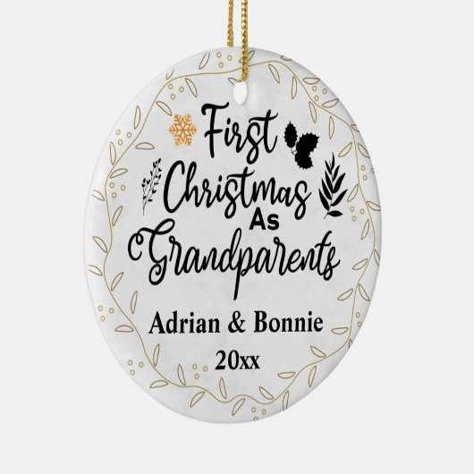 祖父母初めてのクリスマス2022カスタム写真 セラミックオーナメント (右)