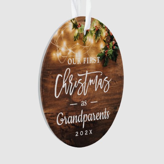 祖父母初めてのクリスマスString Lights写真 オーナメント (正面)