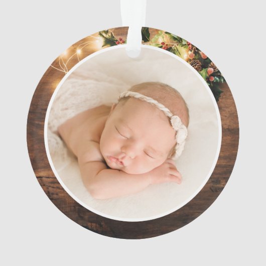 祖父母初めてのクリスマスString Lights写真 オーナメント (裏面)