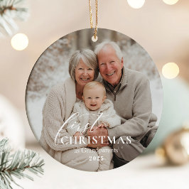 祖父母初年度 クリスマス 写真 セラミックオーナメント