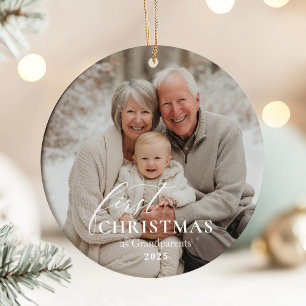 祖父母初年度 クリスマス 写真 セラミックオーナメント