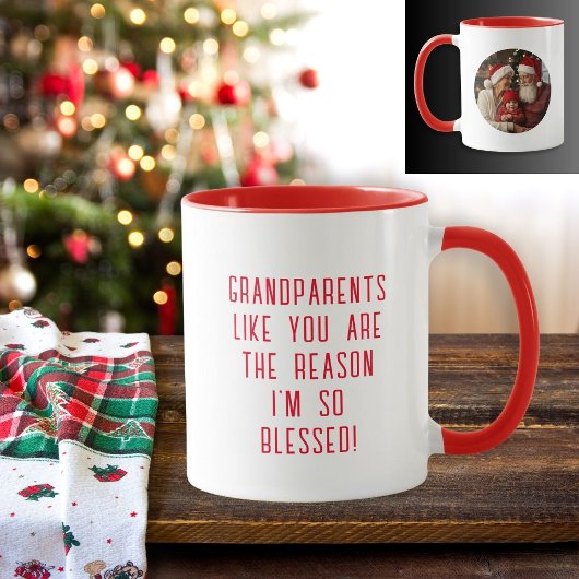 祖父母孫フォトメッセージコーヒー マグカップ