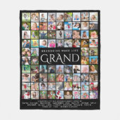 祖父母引用文ことわざ99フォトコラージュ フリースブランケット (正面)