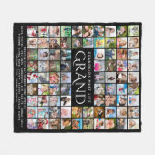 祖父母引用文ことわざ99フォトコラージュ フリースブランケット (正面(横))