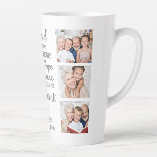 祖父母引用文パーソナライズされた写真コラージュ カフェラテマグ (右)