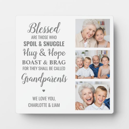 祖父母引用文パーソナライズされた写真コラージュ フォトプラーク (正面)