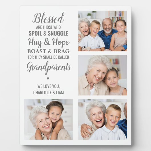 祖父母引用文パーソナライズされた写真コラージュ フォトプラーク (正面)