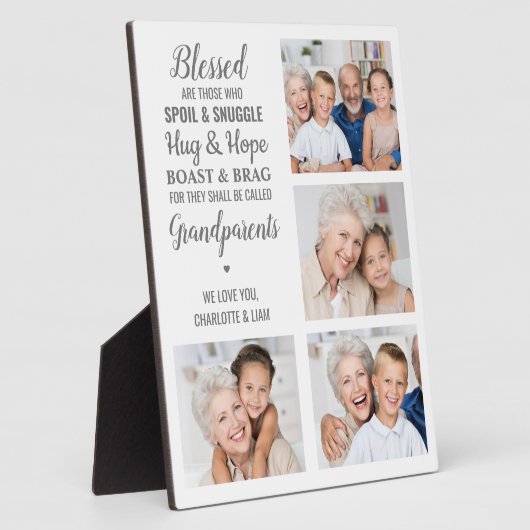祖父母引用文パーソナライズされた写真コラージュ フォトプラーク (側面)