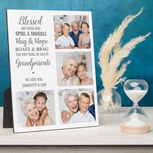 祖父母引用文パーソナライズされた写真コラージュ フォトプラーク (側面)