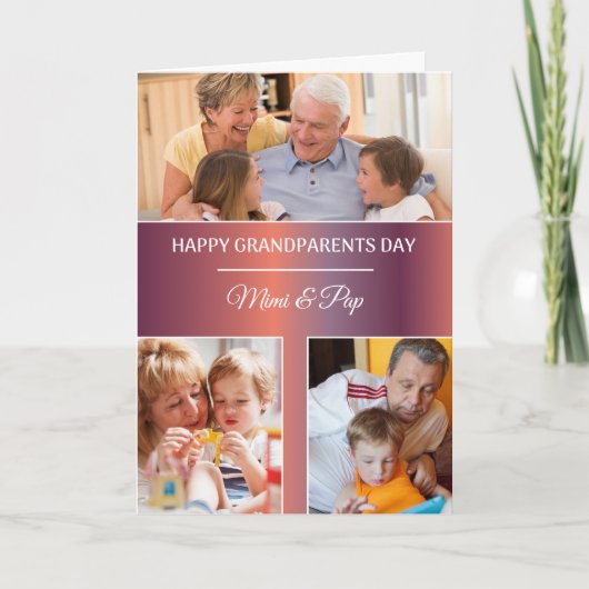 祖父母日のカスタム3の写真の名前 カード (正面)