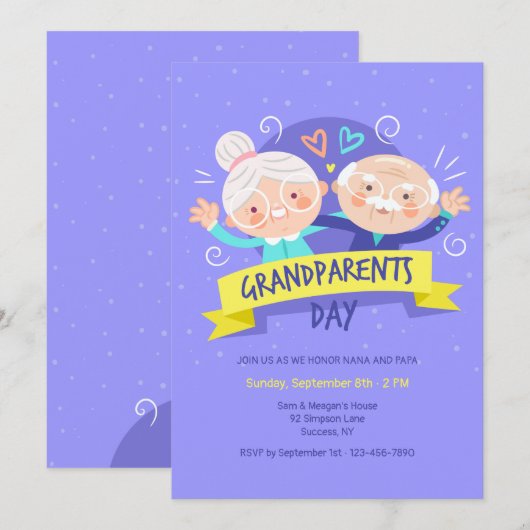 祖父母日の招待状 招待状 (正面/裏面)