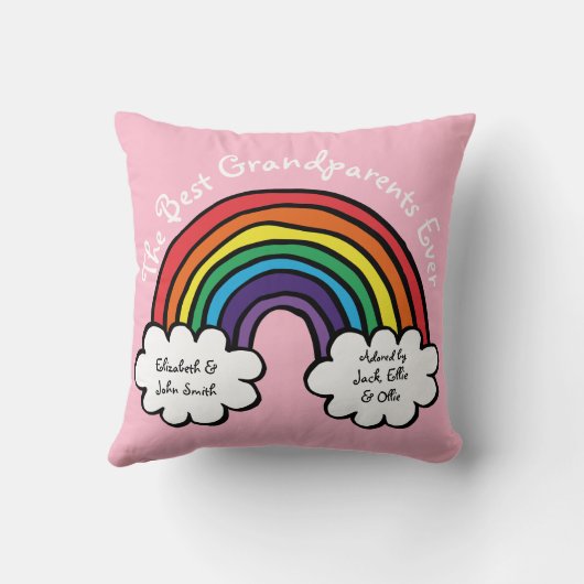 祖父母最高のが今まカラフルで虹のピンク クッション (裏面)