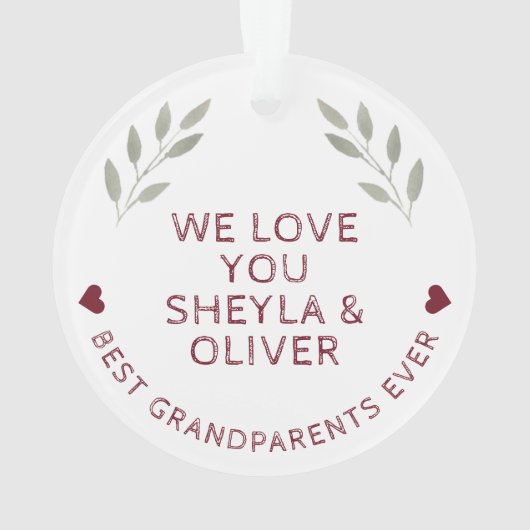 祖父母最高のが水の色を変える小枝を形容する オーナメント (裏面)