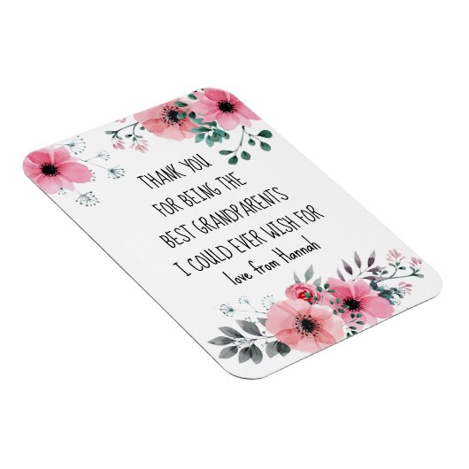 祖父母最高の引用文ピンクフローラパーソナライズされた マグネット (右側)