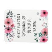 祖父母最高の引用文水彩桃色フローラ マグネット (横)