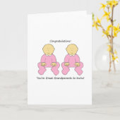 祖父母素晴らしと双子の女の子おめでとう。 カード (黄色い花)