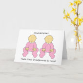 祖父母素晴らしと双子の女の子おめでとう。 カード (黄色い花)