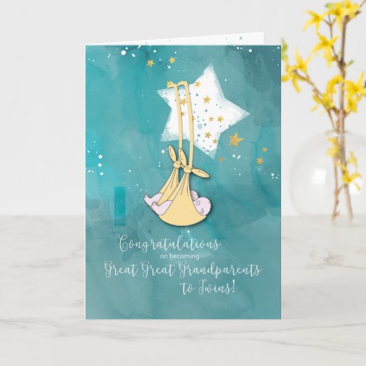 祖父母素晴らしと素晴らし双子，おめでとう カード (黄色い花)