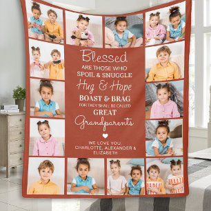 祖父母素晴らしのカスタムTerracotta Photo Collage フリースブランケット