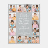 祖父母素晴らしカスタムのModernGrayフォトコラージュ フリースブランケット (正面)