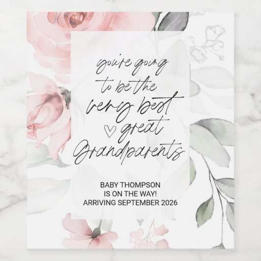 祖父母素晴らし妊娠告知新生児 ワインラベル (シングルラベル)