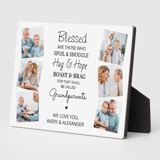 祖父母賛美引用文写真コラージュ フォトプラーク (側面)