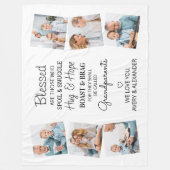 祖父母賛美引用文写真コラージュ フリースブランケット (正面)