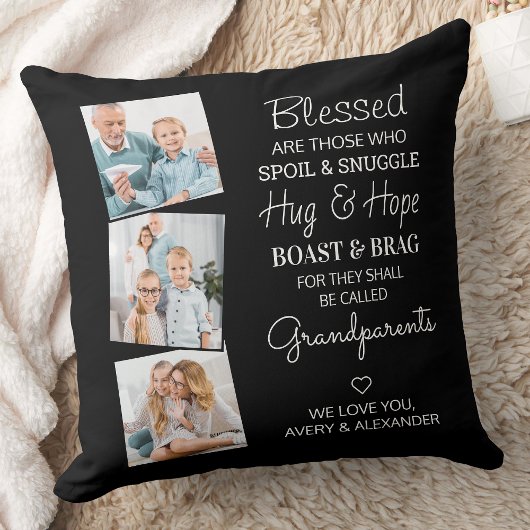 祖父母賛美3パーソナライズされた写真 クッション