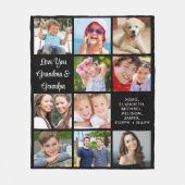 祖父母10フォトコラージュ黒 フリースブランケット (正面)